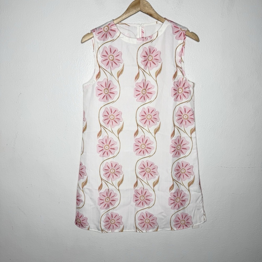 New Commence Pink White Floral Sleeveless Mini Sheath Dress Women's Small